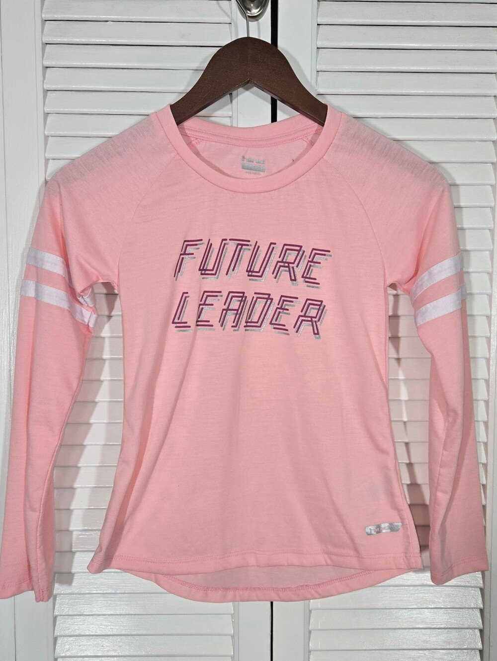 Hind Peach Athletic Future Leader Long Sleeve Striped Sleeve T Shirt Sz 10/12